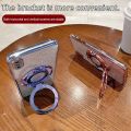 For Xiaomi Redmi A3 A3x Back Cover with Ring Stand Holder Luxury Shiny Plating Gradient Glitter  Phone Case Camera Protector Clear Soft Silicone Cases Pouch for Women Girls. 