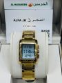 Al-Fajr Azan Watch WL-08L (Golden) Swiss-Made Watch  Brown Leather. 