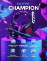 Mpow Iron Pro 2.4G Wireless Gaming Headset with detachable long braided 3.5mm cable for PS5/PS4/PC Computer Headset with Dual Chamber Driver, 7.1 Surround, Upto 17 hours of Use, Noise Cancelling Mic, 3D Bass. 