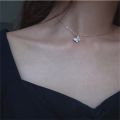 Trend Charming Dazzling Micro CZ Zircon  Butterfly Pendant Necklaces For Women Gift Choker  Silver Plated Jewelry. 