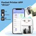 Portable Mini Printer with 2 x Thermal Paper Roll Inkless Bluetooth Portable Photo Printing - Android IOS Fit for Photo Picture Office Receipt Label Note QR Code Adhesive Label Thermal Papers - Mini Printer for mobile Photo, Printer Small Mini pocket size. 