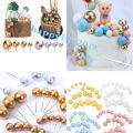 10pcs Gold/sliver Ball Cake Topper Birthday Cake Decoration Cake Decor Ornament INS Baking Tools. 