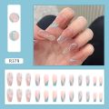 Premium quality pack of  press on 24 Artificial nails medium and long length nails including with nail filler, 24 double side adhesives glue dots and nail cleaning stick and available in 17 different design. 