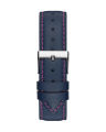 Guess Womens Silver Stainless Steel Case Multi-Color Dial Navy Blue Genuine Leather Band Watch-GW0480L1. 
