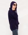 Navy Blue Fleece Zipper Hoodie For Women. 