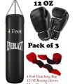 Boxing Bag set with Chain and boxing Gloves hand bandages wraps boxing kit full set Punching Bag - 4 Feet Sandbag Boxing gloves full set MMA. 