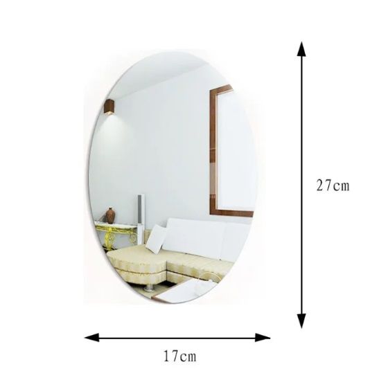 Oval Shape Flexible Self Adhesive Non Glass Mirror Sticker Oval Shape