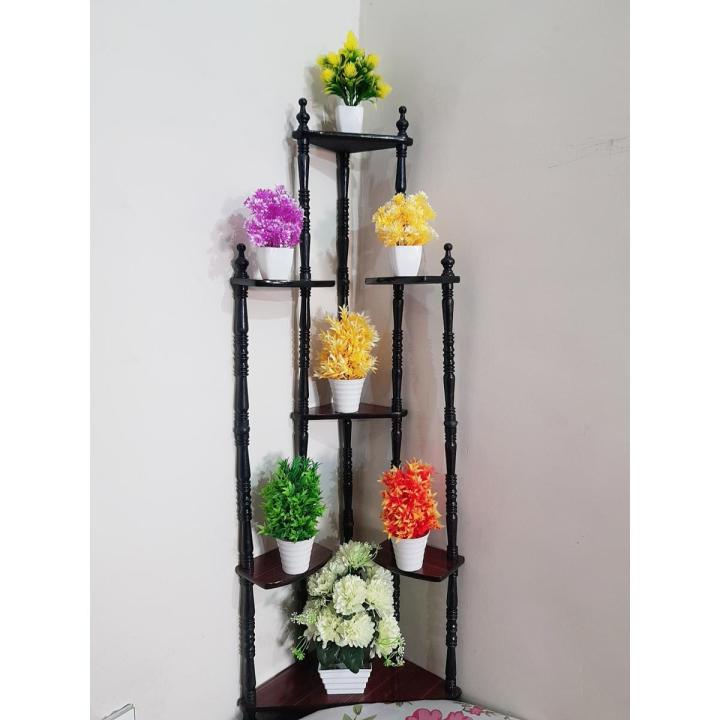Hot Sale Best Design Decorative Rack 7 Tier Wood Corner Shelf for Living Room