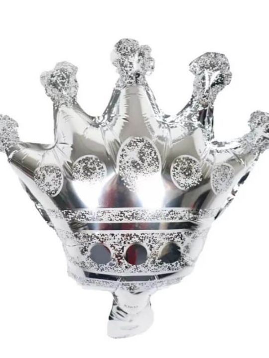 MINI SIZE SILVER CROWN FOIL BALLOON ( 13 INCH x 13 INCH )