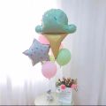 Ice-Cream Cone Star Pastel Balloons Foil Set for Bouquet & party Decorations 7pcs set Cone ice cream shape exclusive birthday foil balloon with latex balloons for candyland tutti fruity theme. 