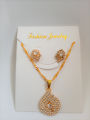 Elegant Golden with Diamond Crystals Zircon Jewellery set with Chain and  Earrings Fashion Jewelry. 