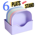 10 Plates with Stand Multi-function Spit Bone Dish Household Plastic Spit Bone Dish Round Square Set Dining Table Garbage Plate. 