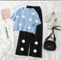 Comfortable Short Sleeve T-shirt with Flapper Trouser Set for Women and Girls. 