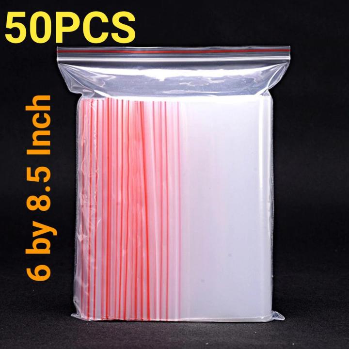 50PCS 6 by 8.5 Inch size Resealable Air Tight Zip Lock Ziplock Shopper Transparent Plastic Seal Zipper Bags