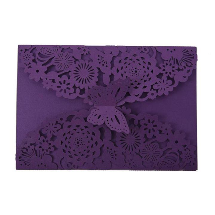 10Pcs/Set Delicate Carved erflies Romantic Wedding Party Invion Card Envelope Invions for Wedding：rple