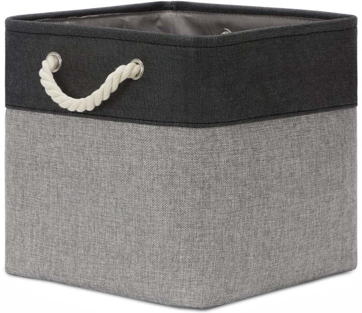 Two Tone Canvas Storage Basket - Black and Grey