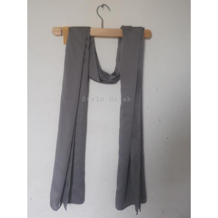 Grey Stoller, Grey Hijab, Silk Hijab, Chiffon Hijab, Formal Stoller