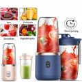 Multifunctional Portable Electric Juicer Blender (400 ml Capacity) - Rechargeable 6-Blade Fresh Fruit Juicer & Smoothie Maker Bottle with Extra Travel Cup. 