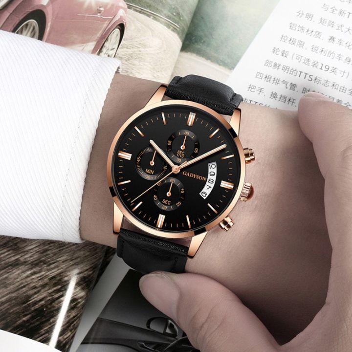 Men's Watches -Luxury Men Business Quartz WristWatch- Leather Bracelet Watch Sports Casual Male Luminous Clock