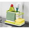 3 in 1 Kitchen Sink Organizer Stand Sink Draining Holder Towel Rack Storage Box (for Dishwasher Liquid, Brush, Cloth, Soap, Sponge). 