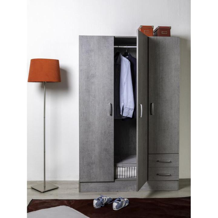 Ghania stylish 3 door coubard wardrobe in MDF lasani wood.
