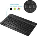 HB030B Universal Slim Portable Wireless Bluetooth 3.0 7-Colors Backlit Keyboard with Built in Rechargeable Battery, Black. 