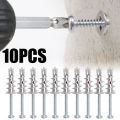 1/10Set Zinc Alloy Three-pointed Expansion Anchor Bolt Quick 304 Round Head Cross Self-tapping Combination Set Screw For Cabinets Curtains. 