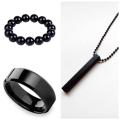 Adil Ashraf Traders Combo Pack of 3 Black Stick Bar Locket, Black Challa & Black Bracelet For Men & Women. 