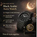 Arabic Aura Watch 2026 Black Modern Creative Design Waterproof Stainless Steel Chain Quartz Movement,,. 