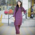 Lush CHECK STRIPS PRINT / Chunri Steam Printed 2 Pcs Stitched Ladies Suit with Same Trouser / For Women And Girls.. 