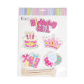 Happy Birthday Foam Board Sticker Cake Topper Collection, Cartoons Character Cakes Topper, Boy & Girl Born Day Celebration Best Foamboard Stickers Cup Cake Toppers Sponge Cake Decoration Foaming Sheet Wooden Top, Parties Decor Supplies Materials & Items. 