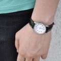 CASIO WHITE DIAL WITH BLACK LEATHER STRAP MEN'S WATCH - MTP-1303L-7BVDF. 
