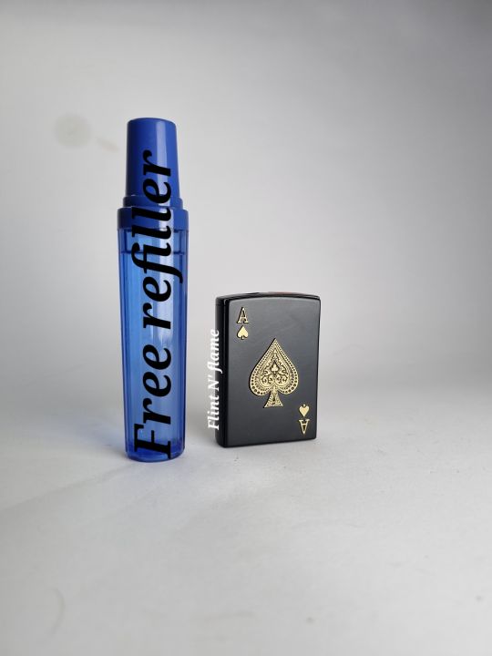 Embossed Metal build Black color card blue color flame light weight