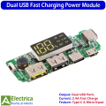 Dual USB 5V 2.4A Micro/Type-C Mobile Power Bank 18650 Battery Charging Module – Fast Charging, DIY Power Bank Board for Smartphones, Tablets & Gadgets by Electrica. 