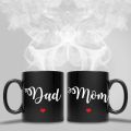 Pack of 2 Coffee Mug Black, Dad Mom - Both Sides HD Printed, Ceramic 11oz Capacity, Fully Customised Best Gift for Mother & Father, Couple Mugs. 