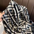 In summer, the big-name high-end mulberry silk silk scarf women's print elongated shawl is worn with an imitation silk scarf sand. 