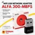 Alfa USB Wifi Adapter 300Mpbs - Strong Signal Quality Wireless Wifi Adapter Dongle Receiver Network LAN Card PC 300 Mbps Network Card / Gaming By Unique Mall. 
