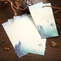 Stationary Letter Delicate Pattern Chinese Painting Lotus Flowers Letter Paper Envelope. 