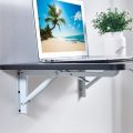 Wall Mounted Folding Laptop Table Floating for Bedroom Kitchen Space Saving, Foldable Wooden Modern Computer Desk Workstation Small Desk Foldable with Metal Support (Black). 