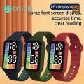 Automatic Time Code Table Watch Children Watch Led Digital Chinese English Day Display Touch Screen Clear Dial Adjustable Strap Kids Wristband. 