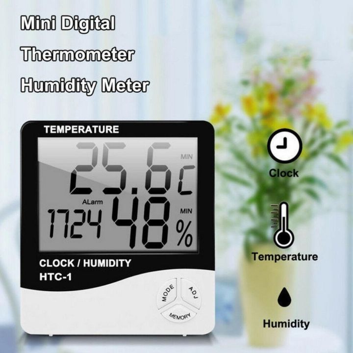HTC-1 Or HTC-2  Electronic Temperature Humidity Meter, For Medical Indoor Room LCD Digital Thermometer Hygrometer Weather Station Alarm Clock