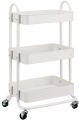 Techmanistan 3-Tier Wheeled Kitchen Cart Trolley, 3-Tier Multipurposed Vegetables & Fruits Basket Mesh Base Rolling Kitchen Trolley Steel Material Kitchen Rolling Cart. 
