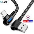 OLAF USB Type C Cable Fast Charging 90 Degree USB C Cable For Samsung S8 S9 S10 Xiaomi Mobile Phone Charger Micro Usb Cables. 
