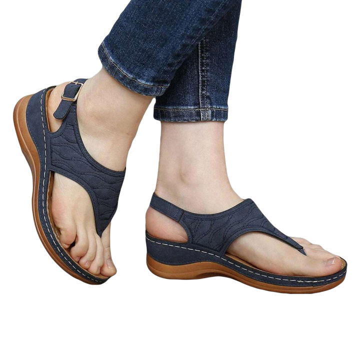 Summer Women Fashion Clip Toe Wave Embroidery Sandals