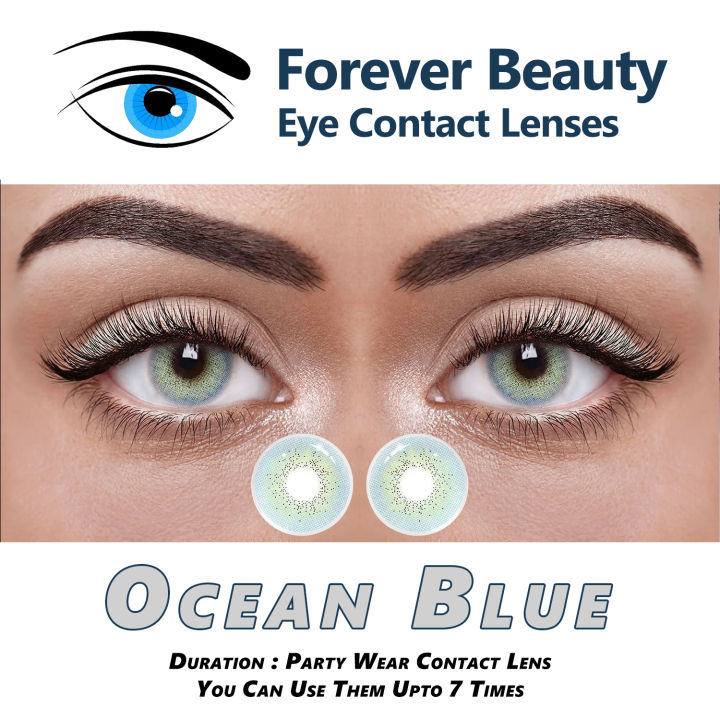 Ocean Blue COSMETIC COLORED CONTACT LENSES Eye Contact Lenses Forever Beauty / Disposable Lenses / Lense, Eye Lense / Color Lense / Eye Lenses For Girls Women Men shopforever.pk