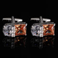 Cufflers Designer Silver Square Gemstone Cufflinks with Free Gift Box - CU-4027. 