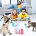 Pidsen Cat Toys Smart Automatic & Manual Electric Kitten Toys for Indoor Cats Rechargeable Remote Control Colourful Light Feathers with Bells Cat Ball for Cats Kitten. 