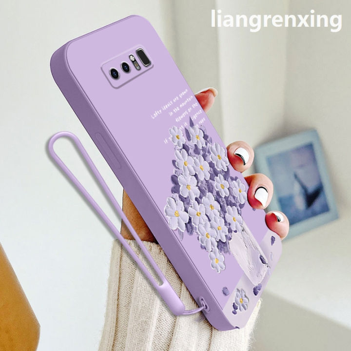 Casing Samsung Note 8 phone case softcase liquid silicone protector smooth shockproof bumper cover new design comic flower cartoon ytyhh01