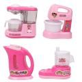Battery Operated Mini Household 4 in 1 Set of Toy Home Appliance and Kitcen Utility TOy set With Light & Sound. This battery operated household set is a Working model of Household Kitchen Articles That turns on once the battery is inserted and the switch. 
