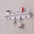 1Pc 4 Hooks Shelves Hat Key Holders Sweet Home Words Storage Shelf Hanging Hooks Wall Mounted Rack Home Storage Holder. 